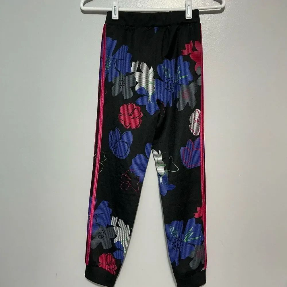 Adidas Kids Floral Black Track Pants size M(10-12) - Picture 2 of 6